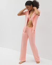 Solid Piped Pajama Pants