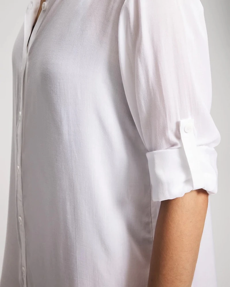 Solid Essentials Button Down Cover-Up Shirt