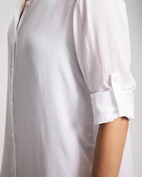 Solid Essentials Button Down Cover-Up Shirt