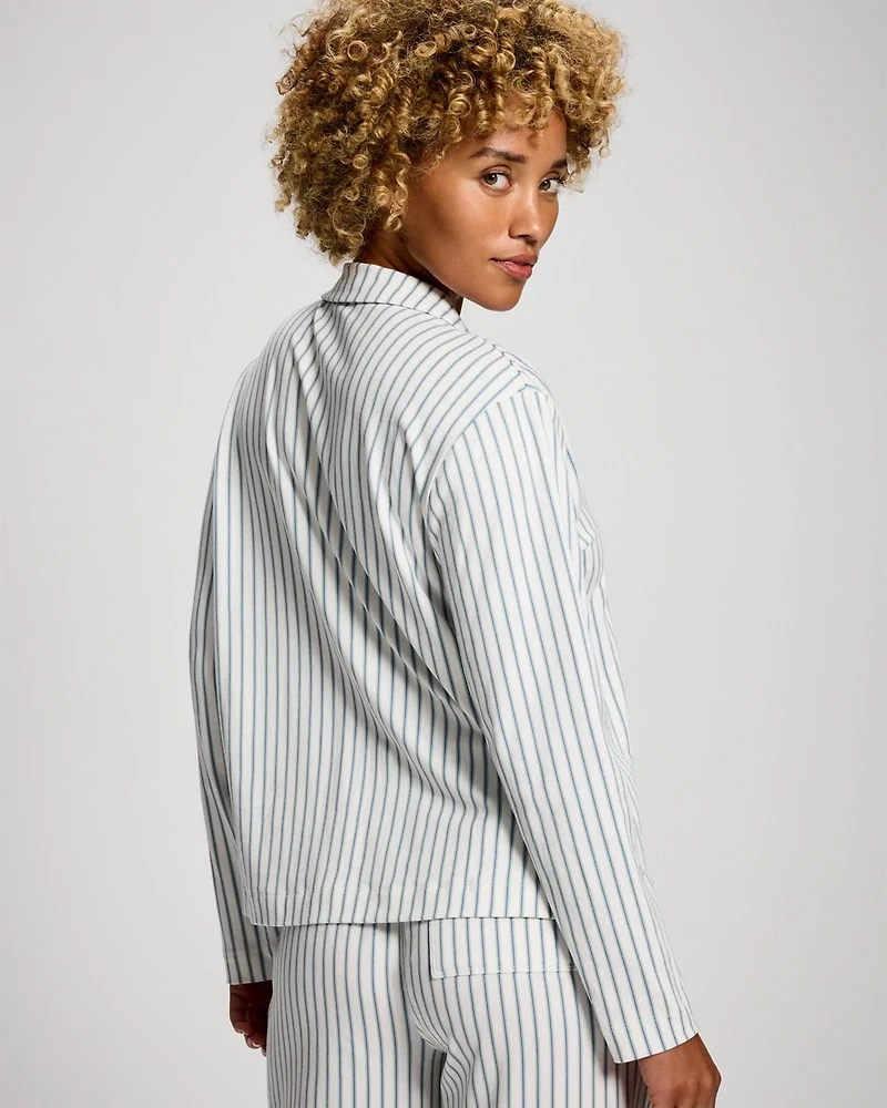 Long-Sleeve Notch Collar Pajama Top