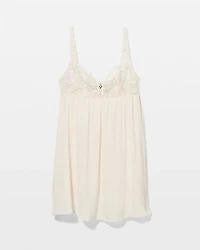 Crinkle Satin + Embroidery Babydoll Chemise