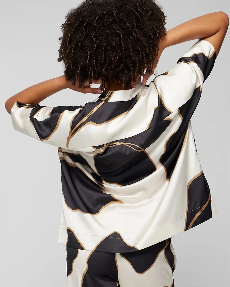 Drop Shoulder Button-Up Pajama Top