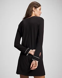 Piped Long-Sleeve Sleepshirt