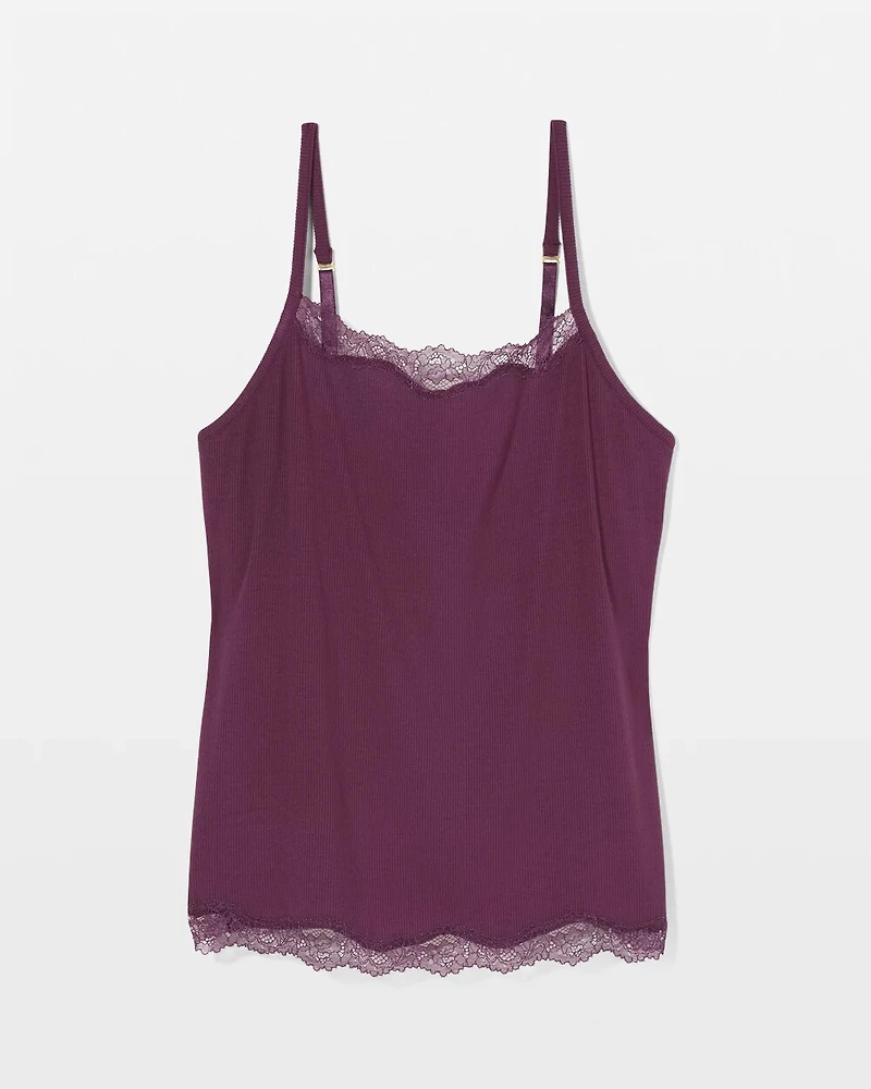 Rib Lace Trim Pajama Cami