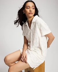 Jacquard Terry Collared Dress