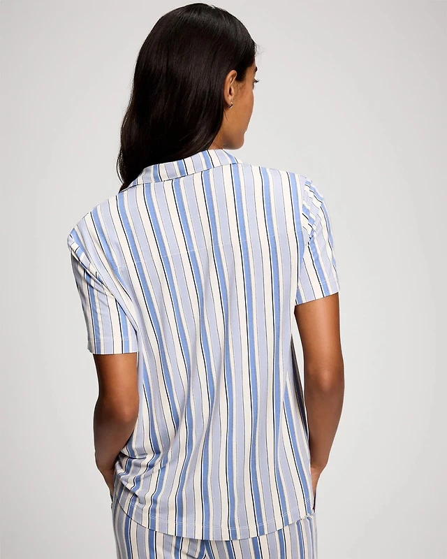 Short Sleeve Notch Collar Pajama Top