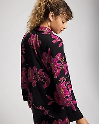 Cool Nights Long Sleeve Notch Collar with Piped Placket Pajama Top