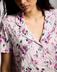 Short Sleeve Notch Collar Pajama Top