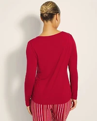 Lace Trim Long-Sleeve Pajama Top