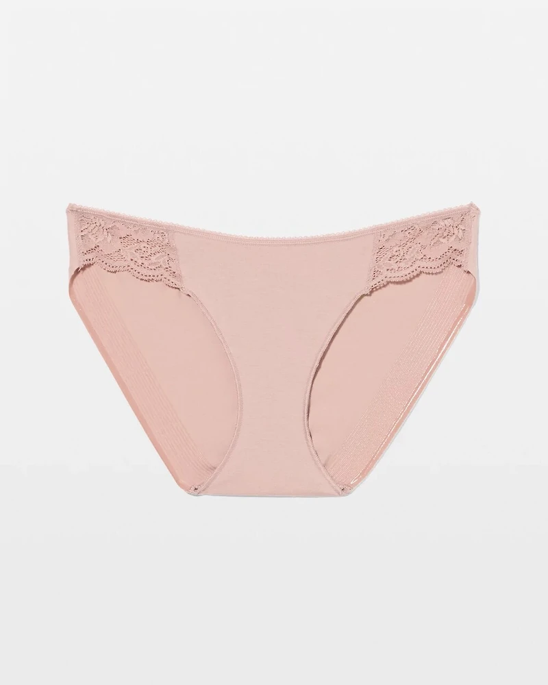 Cotton Blend Bikini Panty with Lace