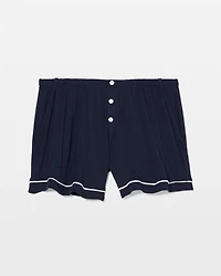 Solid Piped Pajama Shorts