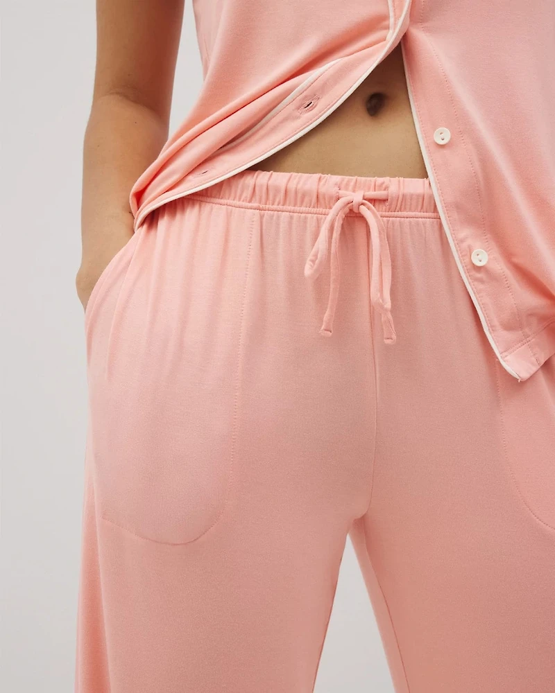 Solid Piped Pajama Pants