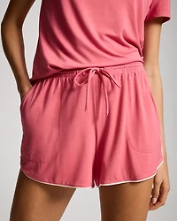 Solid Piped Pajama Shorts