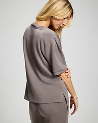 Modern Modal Puff Sleeve V-Neck Sweatshirt