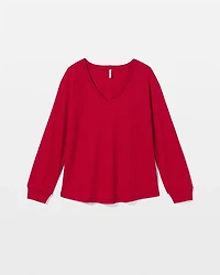 Cozy Waffle Long Sleeve V-Neck Pajama Top