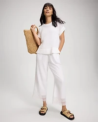 Cotton Mesh-Stitch Relaxed Fit Dolman Top