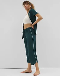 Solid Piped Crop Pajama Pant