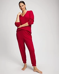 Cozy Waffle Long Sleeve V-Neck Pajama Top