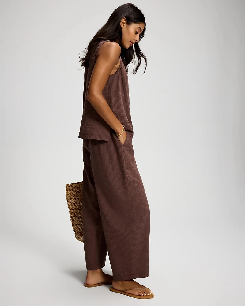 Textured Stripe Relaxed Barrel Pants