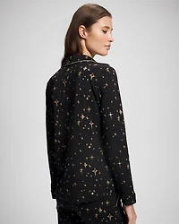 Long-Sleeve Notch Collar Pajama Top