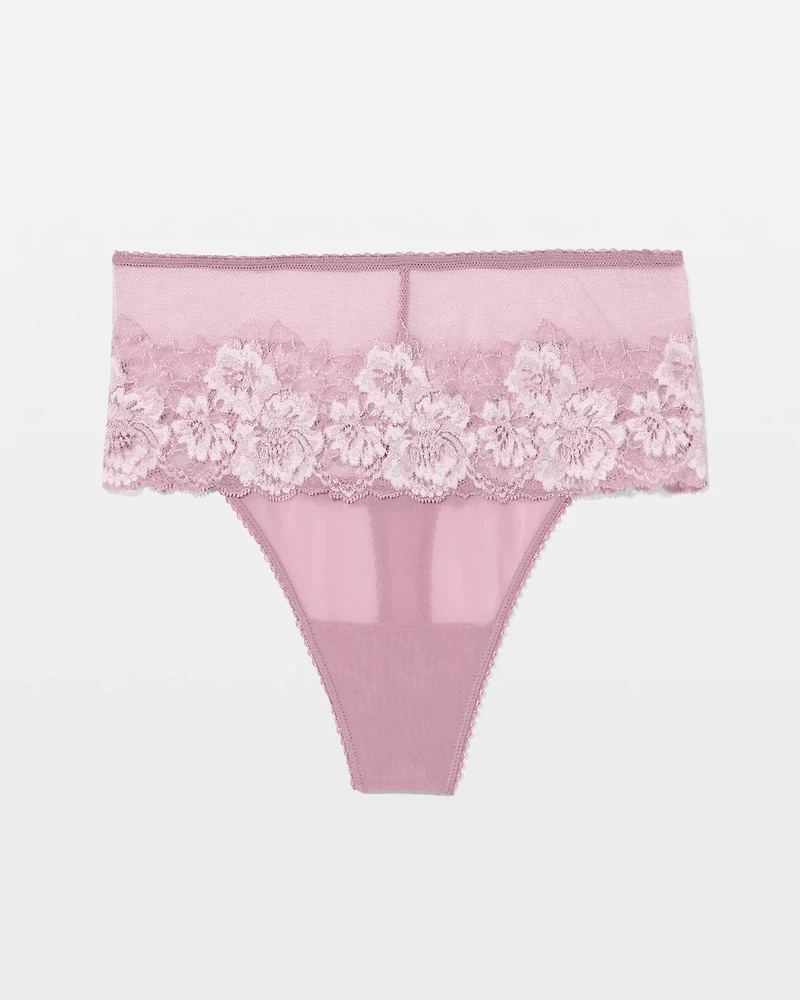 Romantic Lace High-Waist Thong Panty