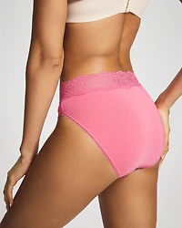 High-Leg Brief Panty with Crochet Lace