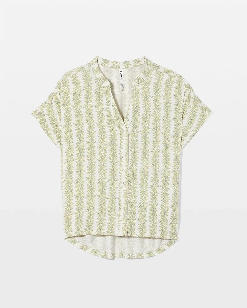 Mandarin Collar Short Sleeve Pajama Top