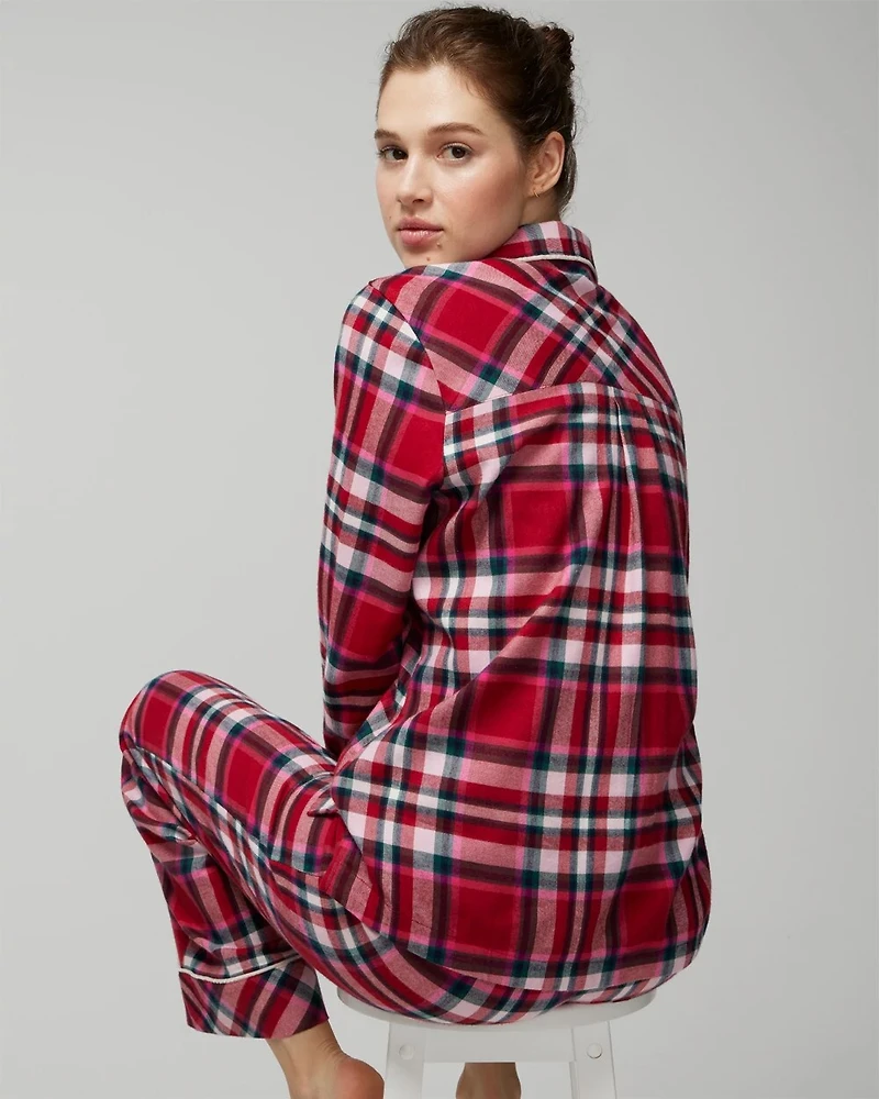 Long-Sleeve Notch Collar Pajama Top