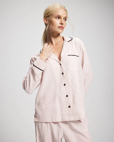 Long Sleeve Notch Collar Pajama Top