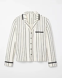 Long-Sleeve Notch Collar Pajama Top