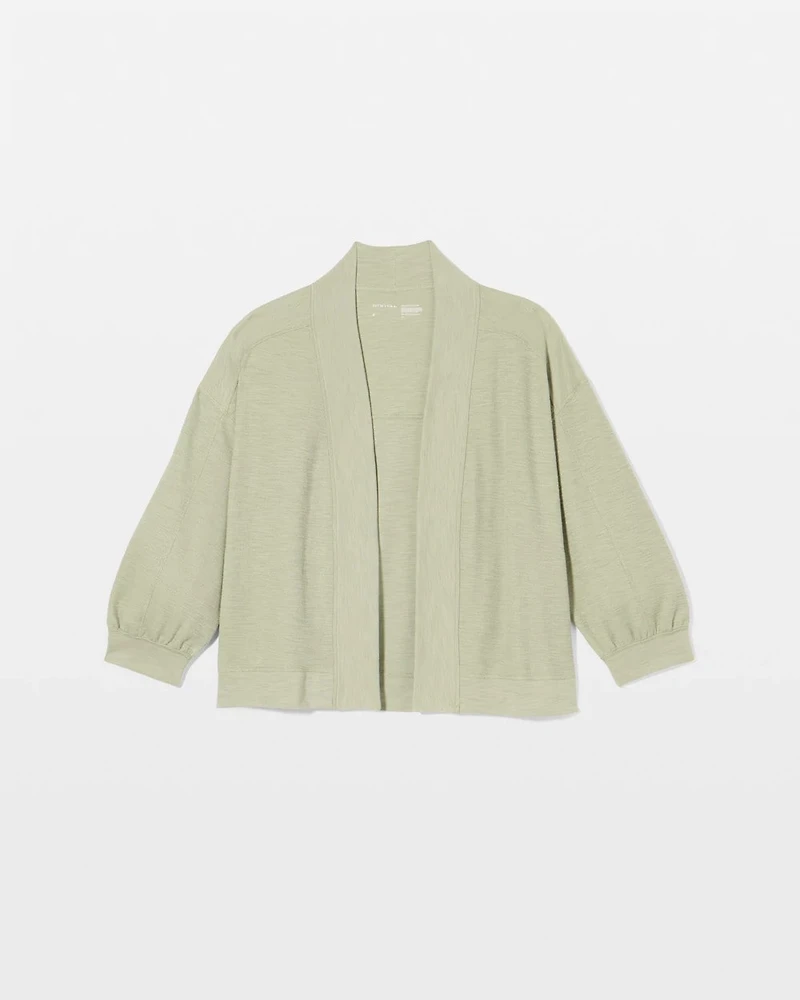 Slub French Terry Relaxed Open-Front Cardi