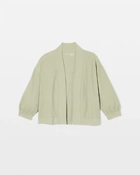 Slub French Terry Relaxed Open-Front Cardi
