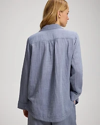 Long Sleeve Notch Collar Pajama Top