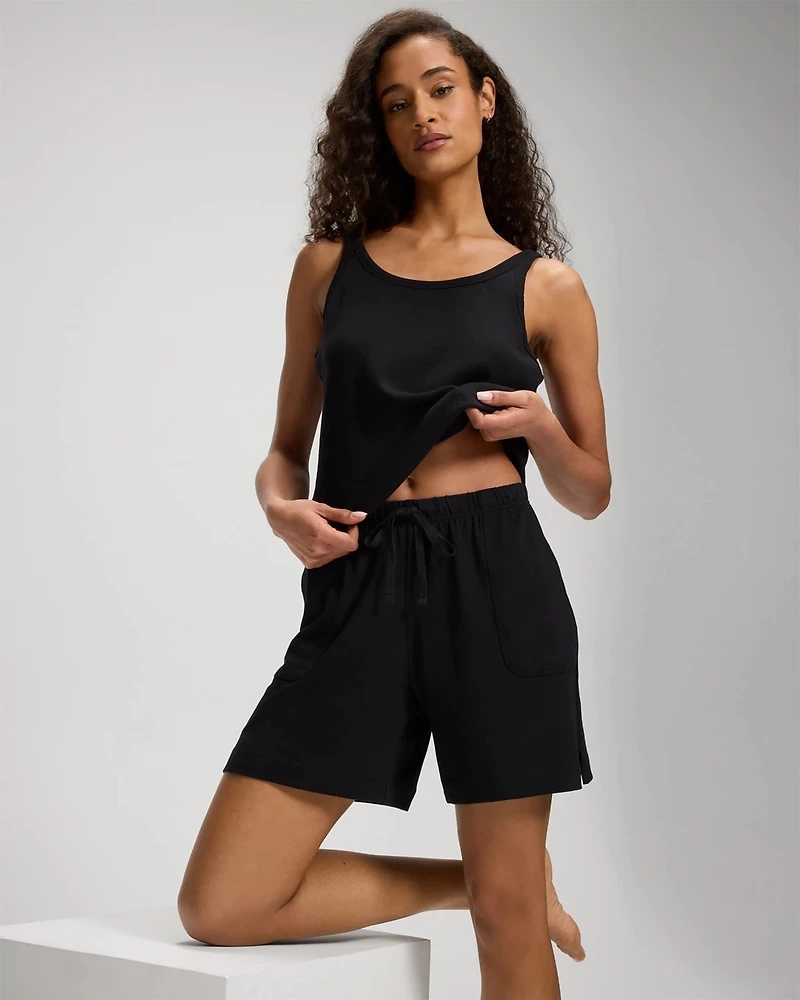 Relaxed Long Pajama Shorts