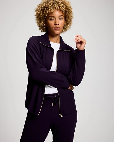 Ultra Soft Jersey Funnel Neck Zip Jacket
