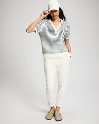 Cotton Open-Stitch Short Sleeve Sweater
