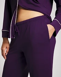 Solid Piped Pajama Pant