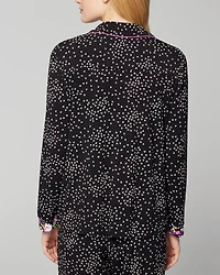 Long-Sleeve Notch Collar Pajama Top