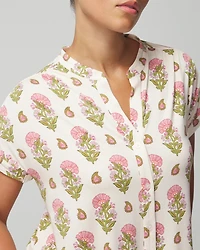 Short-Sleeve Button-Front Pajama Top