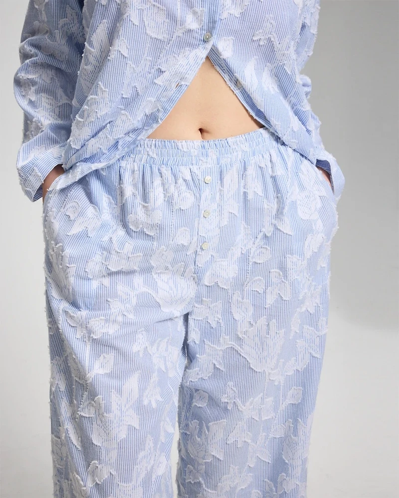 Cotton Striped Jacquard Pajama Pants