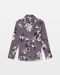 Long-Sleeve Printed Notch Collar Pajama Top