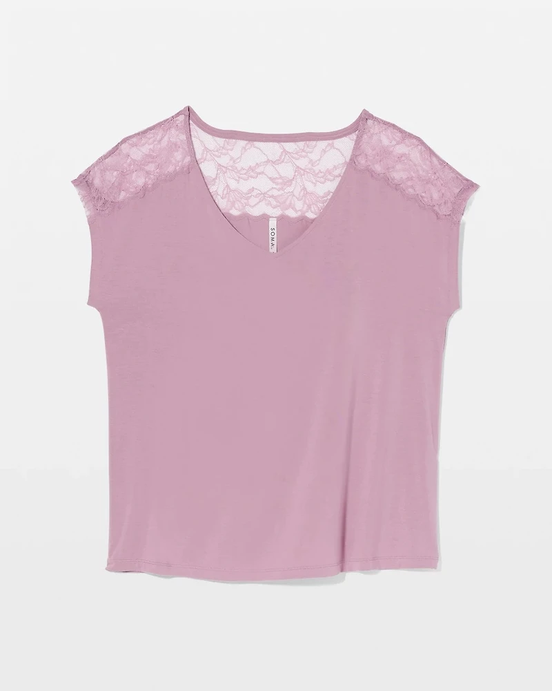 Short Sleeve Lace Pajama Tee
