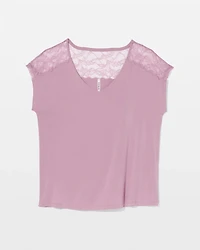 Short Sleeve Lace Pajama Tee