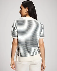 Cotton Open-Stitch Short Sleeve Sweater