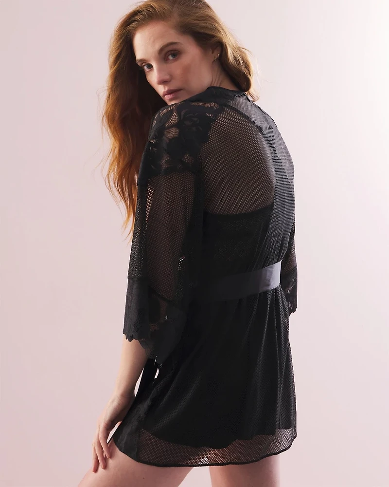 Robe with Mesh and Lace