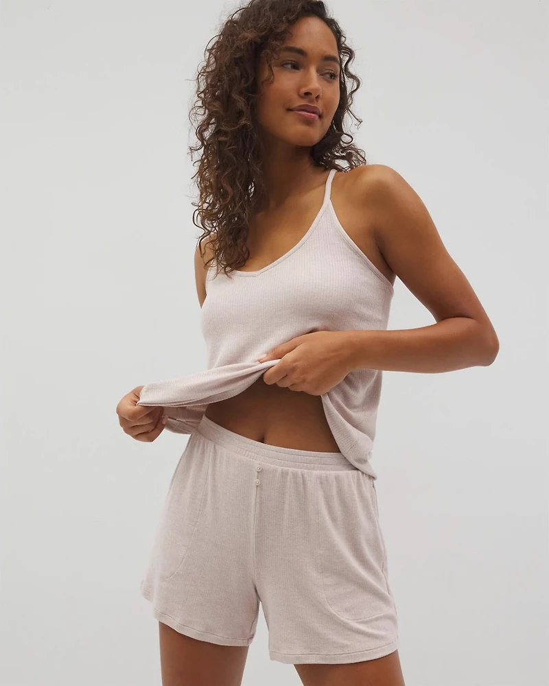 Lightweight Rib Knit Pajama Shorts