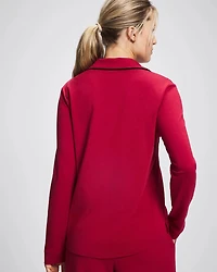 Long-Sleeve Notch Collar Pajama Top