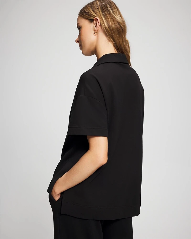 Essential Terry Quarter Zip Short Sleeve Sweatshirt