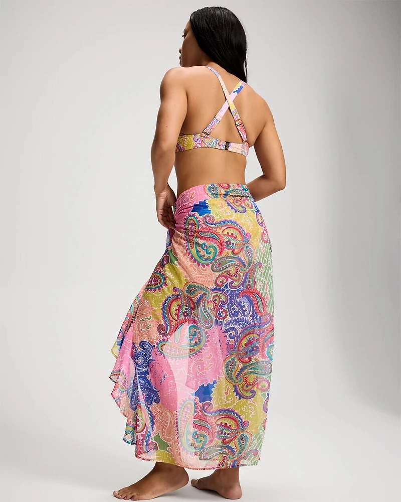 Bleu Rod Beattie La Vida Bohemia Chiffon Ruffle Sarong Swim Cover-Up
