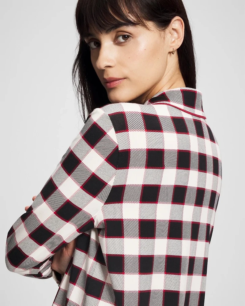Long-Sleeve Notch Collar Pajama Top